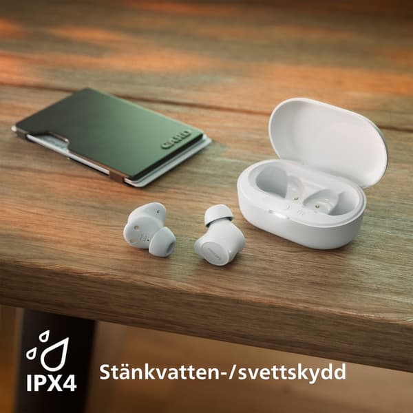 Philips TAT1209BK Ægte Trådløse In-Ear Bluetooth Hovedtelefoner Naturlig Lyd med Dynamisk Bas, Klare Opkald og Lommeformat Opladningsetui - Hvid