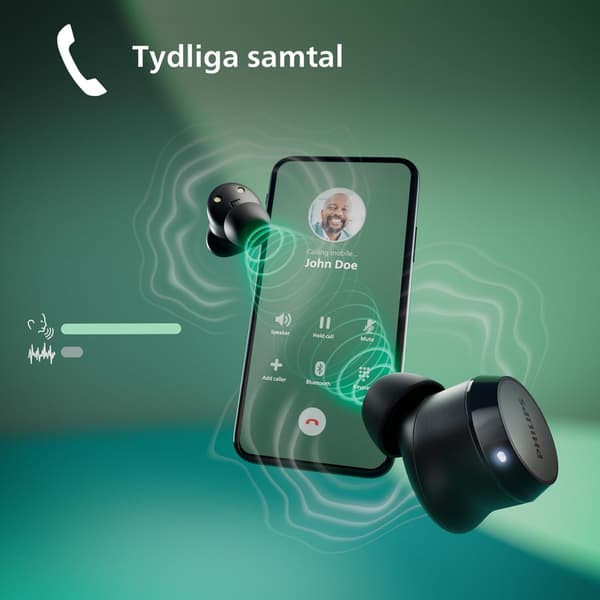 Philips TAT1209BK Ægte Trådløse In-Ear Bluetooth Hovedtelefoner Naturlig Lyd med Dynamisk Bas, Klare Opkald og Lommeformat Opladningsetui - Hvid