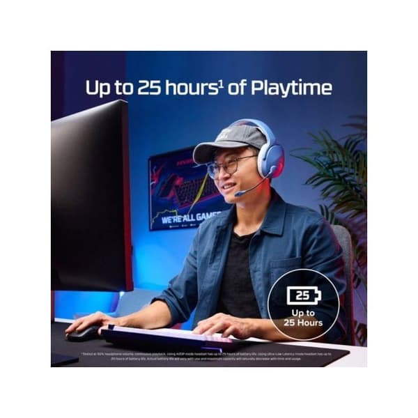 HyperX Cloud Jet - Dubbel trådlösa speld headset 2,4 GHz och Bluetooth, för PC, Mac, PS5, PS4, Mobil, 40 mm drivrutin, batteritid av