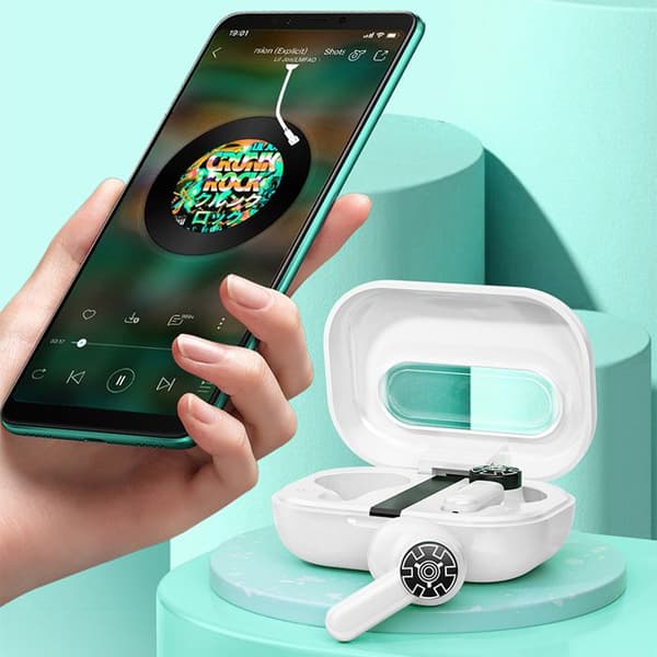 Trådlösa Bluetooth V5.2 TWS-hörlurar med laddningsfodral (Vit) WEKOME VA06 Vanguard Series