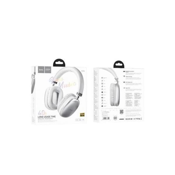 Hörlurar med Bluetooth som kan bäras på huvudet Användningstid 40 timmar (Silver)