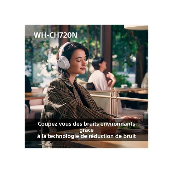 Trådlösa Bluetooth-hörlurar Sony med brusreduktion WH-CH720 Rosa