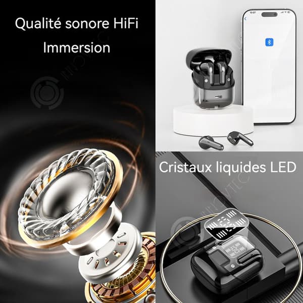 INN Bluetooth-hörlurar med ultra-långvarigt batteri 700 mAh LED-display USB-C-laddning två par hörlurar lång batteritid