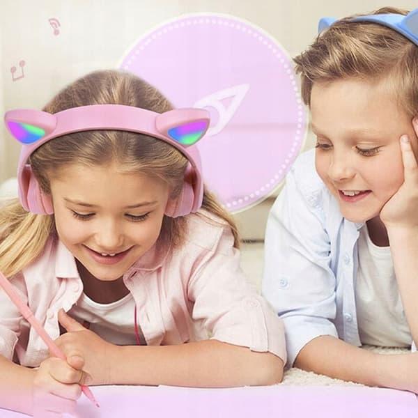 LED-HÖRLURAR MED KATTENÖRAN, PERFEKTA SOM GÅVA TILL ETT BARN