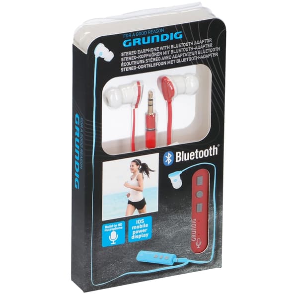 Grundig - Kuulokkeet Bluetooth-sovittimella (punainen)