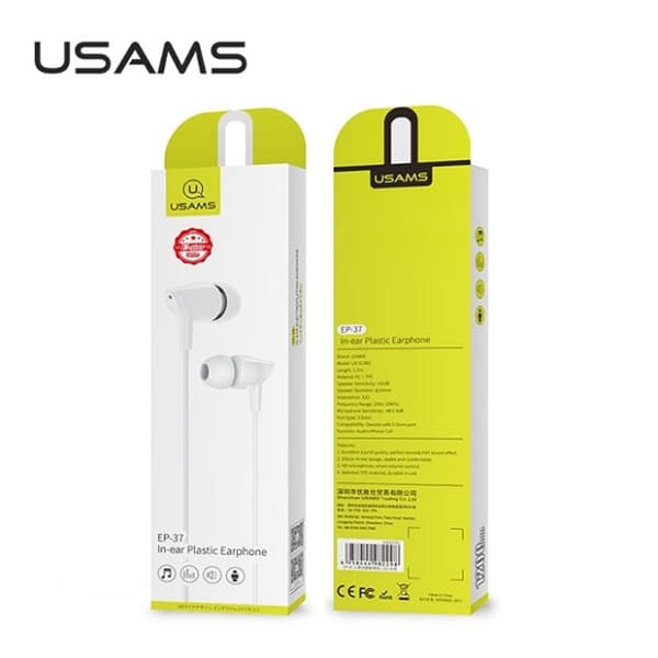 USAMS EP-37 - 3,5 mm stereojack hörlurar (vita)