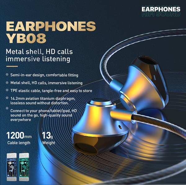 WEKOME YB08 Blackin Series - HiFi USB-C trådbundna hörlurar (Tarnish)