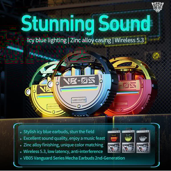 WEKOME VB05 Vanguard Series - Trådlösa Bluetooth V5.3 TWS hörlurar med laddningsfodral (röd)