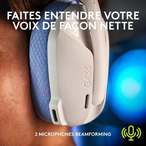 Logitech G435 LIGHTSPEED trådlöst PC-headset, Bluetooth, med mikrofon - Vit