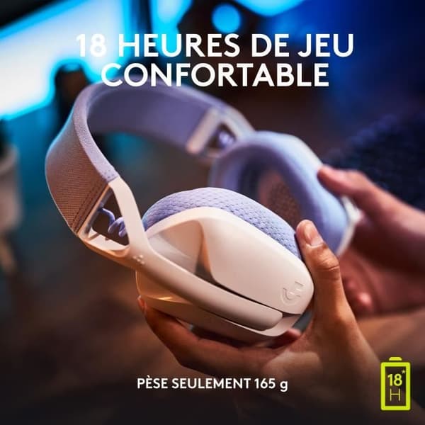 Logitech G435 LIGHTSPEED trådlöst PC-headset, Bluetooth, med mikrofon - Vit
