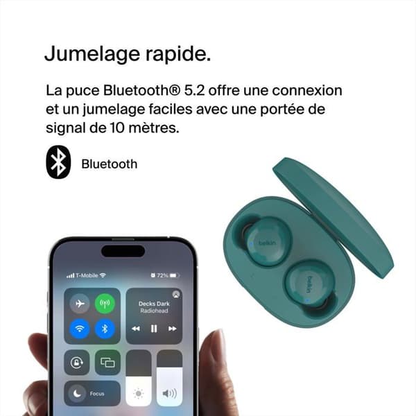 Trådlösa hörlurar - BELKIN - SOUNDFORM BOLT - Bluetooth 5.2 - 28 timmars batteritid - Teal