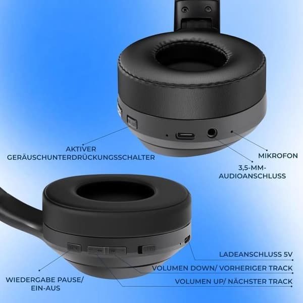 Bluetooth-hörlurar - GENERIC - FreeMotion B695 - Aktiv brusreducering - Batteritid 35h - Fällbar