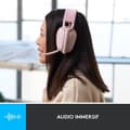 Miniatyrbild 4 av 6: Logitech Zone Vibe 100 PC Headset Lättvikts trådlöst headset med brusreducerande mikrofon - rosa