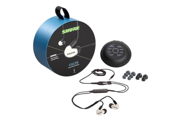Shure AONIC 215 - in-ear-hörlurar med enkel givare och 3,5 mm kabel (vit)