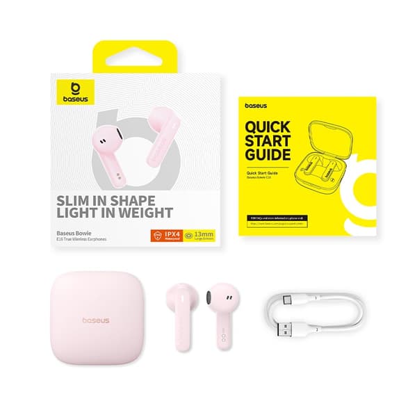 Baseus Bowie E16 Headset Trådlösa Hörlurar In-ear Samtal/Musik USB Typ-C Bluetooth Rosa