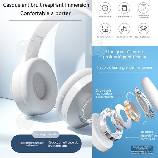 INN huvudmonterade trådlösa Bluetooth-hörlurar 5.2 trådlösa Bluetooth-hörlurar Vikbara Bluetooth-hörlurar med aktiverad reduktionsfunktion