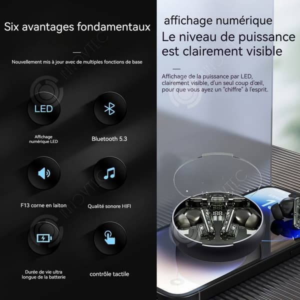 INN Högkvalitativa HIFI Bluetooth-hörlurar 8 timmars batteritid brusreducering semi-in-ear transparent fack