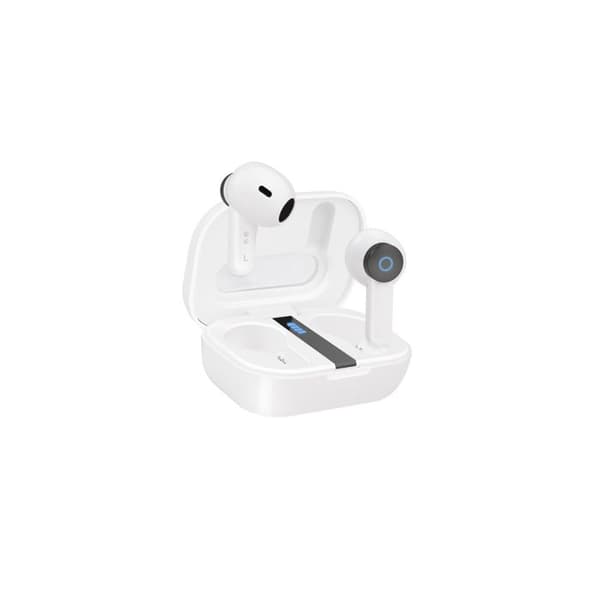 TOOQ TQBWH-0031W - Trådlösa hörlurar med Bluetooth-mikrofon och laddningsfodral