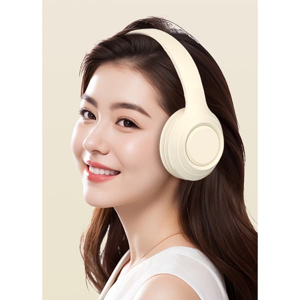 INF Bluetooth Headset DR06: Lang batteritid, Hi-Fi-lyd Beige