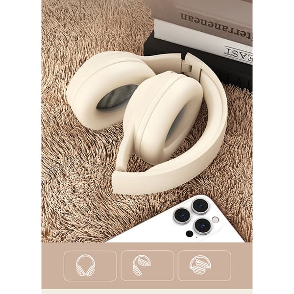 INF Bluetooth Headset DR06: Lang batteritid, Hi-Fi-lyd Beige