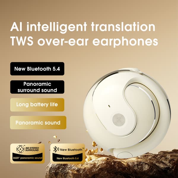 INF Bluetooth 5.3 AI-översättare Öppna Öronsnäckor Vit