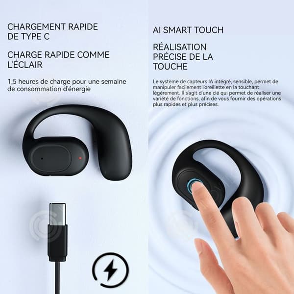 INN Bone Conduction Headphones 5.0 Bluetooth 11 timmars speltid Hörlurar Typ-C Laddning Enkelsidiga hörlurar