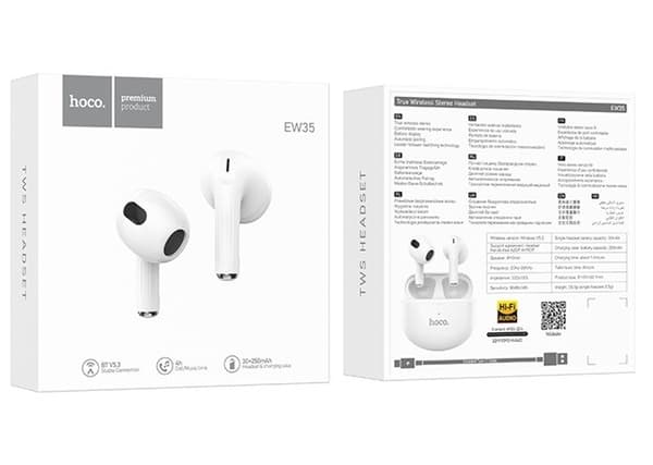 Hoco EW35 Sonido Headset Trådlöst In-Ear Samtal/Musik Bluetooth Vit
