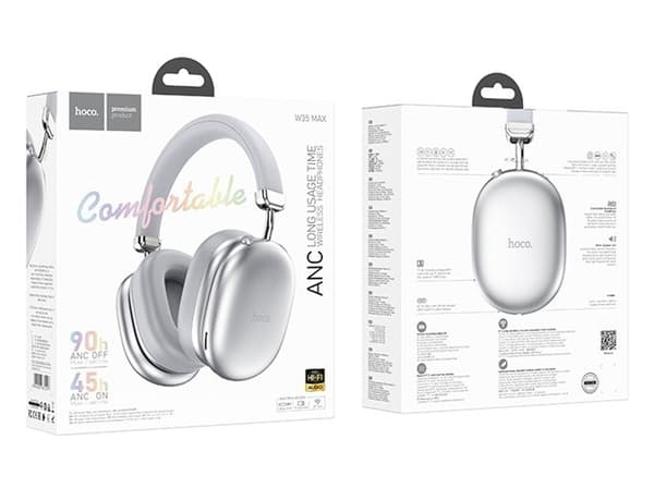 Hoco W35 Max Auspicious Langattomat Bluetooth-kuulokkeet, hopea