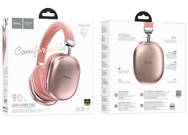Hoco W35 Max Joy Langattomat Bluetooth-nappikuulokkeet Vaaleanpunainen