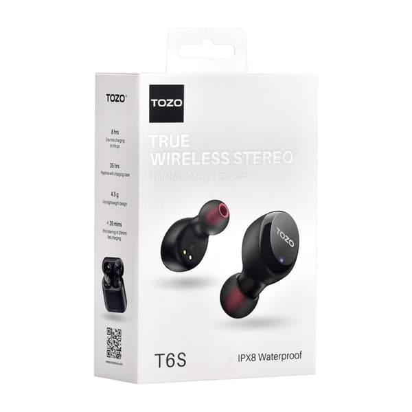 TOZO T6S Headset Trådlöst Stereo (TWS) In-ear USB Typ-C Bluetooth Svart