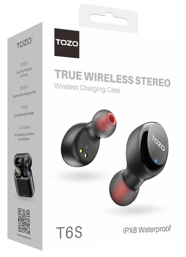 TOZO T6S Headset Trådlöst Stereo (TWS) In-ear USB Typ-C Bluetooth Svart