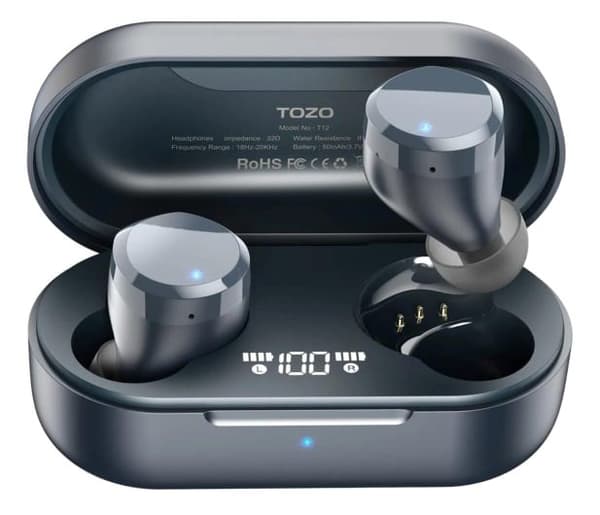 TOZO T12S Langattomat Stereo (TWS) -nappikuulokkeet USB Type-C -liitännällä, musta