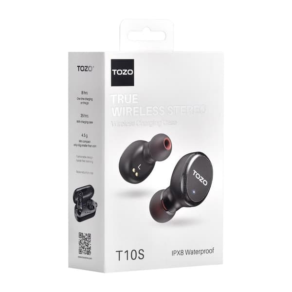 TOZO T10S Langattomat Stereo (TWS) -nappikuulokkeet USB Type-C -liitännällä, musta