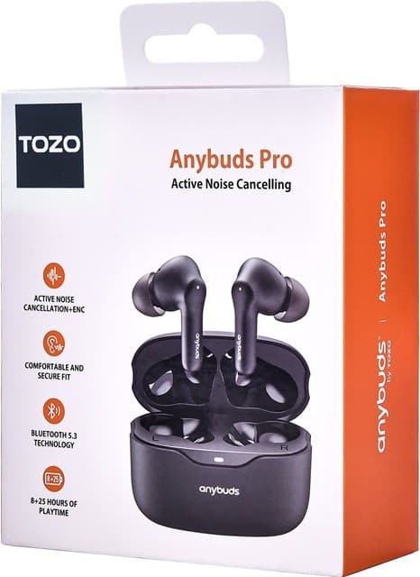 TOZO Anybuds Pro True Wireless Stereo (TWS) In-Ear USB Typ-C Bluetooth-headset Svart
