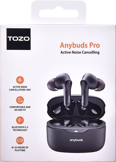 TOZO Anybuds Pro True Wireless Stereo (TWS) In-Ear USB Typ-C Bluetooth-headset Svart