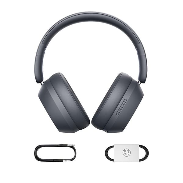 Baseus Bass 35 Max -kuulokkeet, langalliset ja langattomat, sankalla, musiikki, USB-C, Bluetooth, harmaa