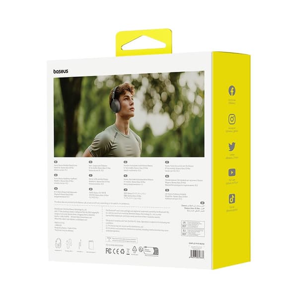 Baseus Bass 35 Max -kuulokkeet, langalliset ja langattomat, sankalla, musiikki, USB-C, Bluetooth, harmaa
