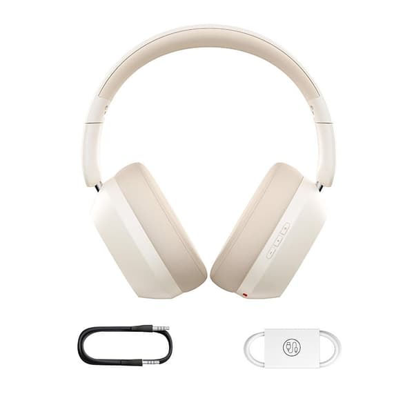 Baseus Bass 35 Max -kuulokkeet, langalliset ja langattomat, sankalla, musiikki, USB-C, Bluetooth, beige