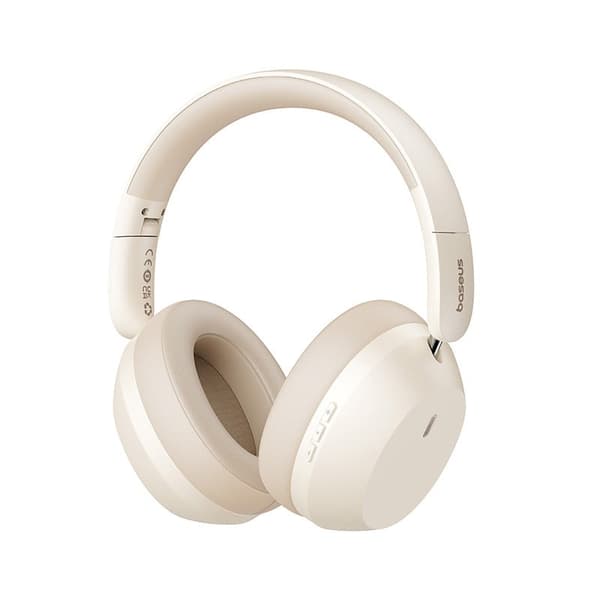 Baseus Bass 35 Max -kuulokkeet, langalliset ja langattomat, sankalla, musiikki, USB-C, Bluetooth, beige