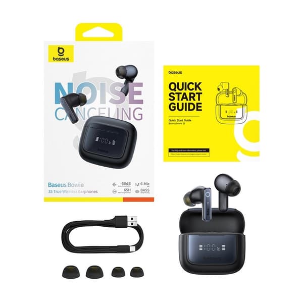 Baseus Bowie 35 TWS Bluetooth-vastamelukuulokkeet, korvanapit, yhteys/musiikki, Bluetooth, musta