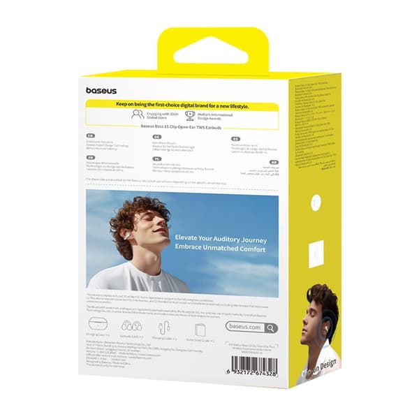 Baseus Bass 15 Clip Avoimet Kuulokkeet True Langattomat Stereo (TWS) Nappikuulokkeet Puhelut/Musiikki Bluetooth Valkoinen