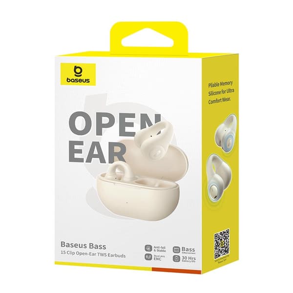 Baseus Bass 15 Clip Avoimet Kuulokkeet True Langattomat Stereo (TWS) Nappikuulokkeet Puhelut/Musiikki Bluetooth Valkoinen