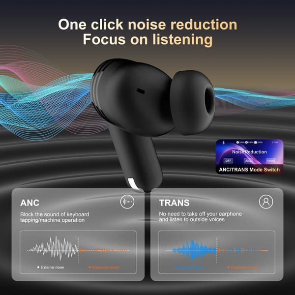 INF BD2 Svarte Bluetooth-øretelefoner: Smart Touch & Støyreduksjon