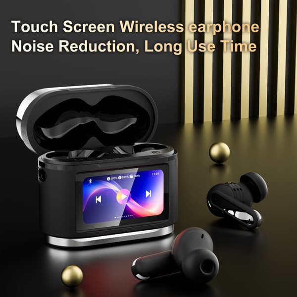 INF BD2 Svarte Bluetooth-øretelefoner: Smart Touch & Støyreduksjon