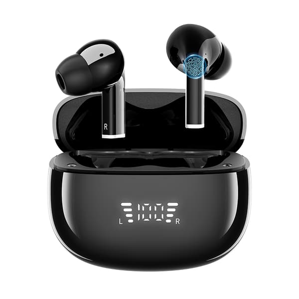 INF SP26 Sorte Bluetooth-øretelefoner: Trådløs 5.3, Lang batterilevetid
