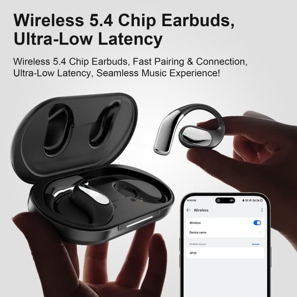 INF SP39 Sähköpinnoitetut Bluetooth-kuulokkeet - Avokorvamalli Musta