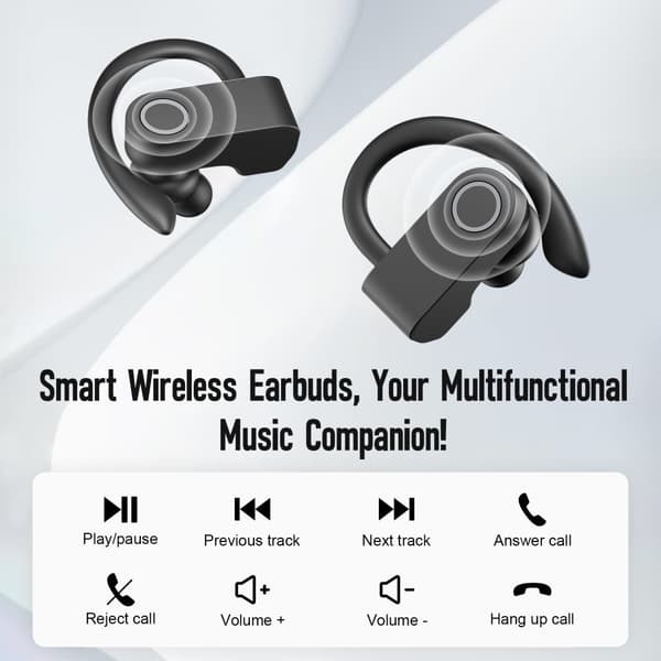 INF SP97 Vita Bluetooth-hörlurar med brusreducerande mikrofon Svart