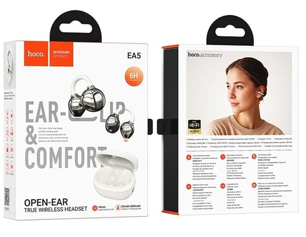 Hoco EA5 DUKE III Trådlöst Headset med Öppen Öra-anslutning/Musik Bluetooth Vit