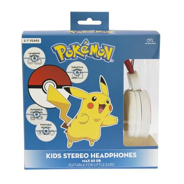 Kidsafe barnljudhörlurar - POKEMON - Pokéball - Begränsat i decibel (85) - Stereo - Justerbart pannband