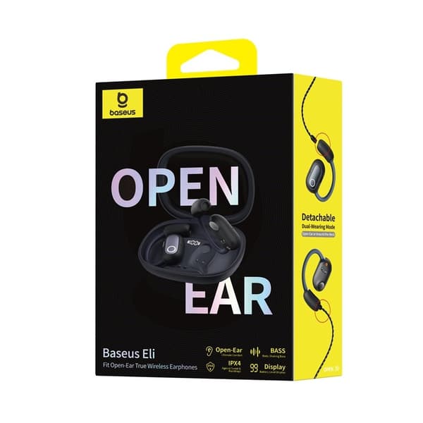 Baseus Eli Fit avoimet kuulokkeet langattomat yhteys-/musiikkikuulokkeet USB Type-C Bluetooth musta